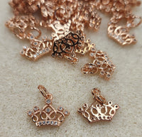 Crown CZ Charm 18k Rose Gold Plated