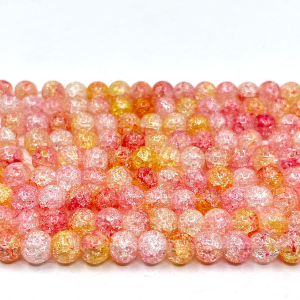 Dragon fruit Color Crackled Glass Beads