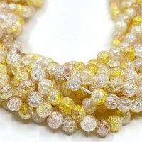 Soft Yellow Crackled Glass Beads