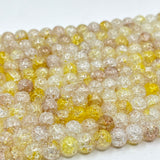 Soft Yellow Crackled Glass Beads