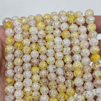 Soft Yellow Crackled Glass Beads