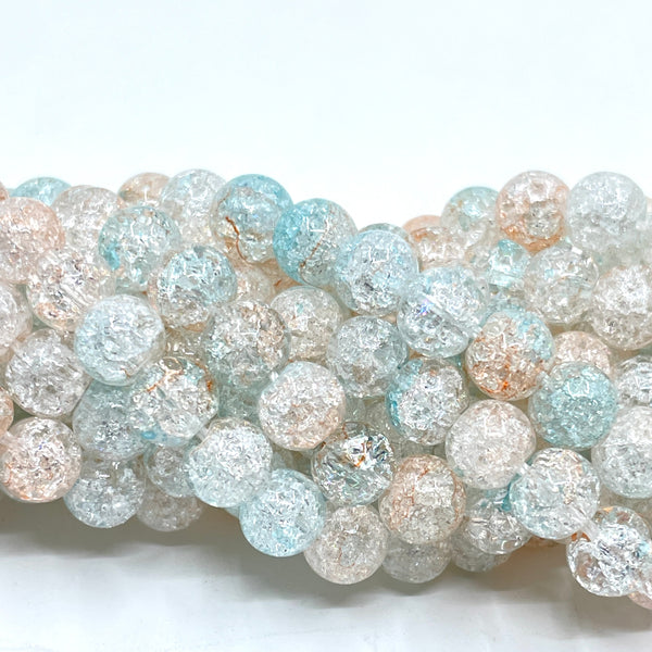 Icy Pastel Crackled Glass Beads