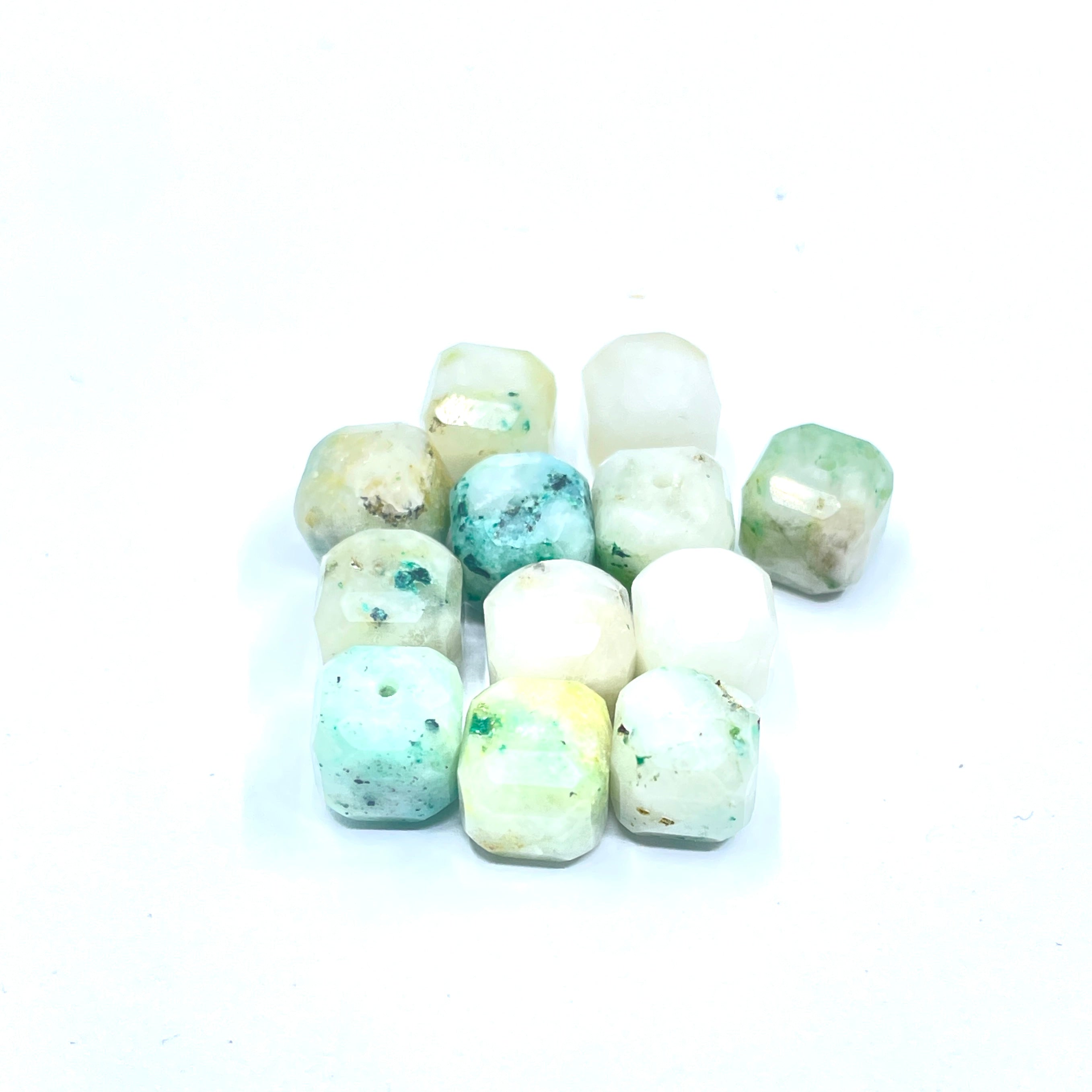 8mm cube faceted kiwi jasper