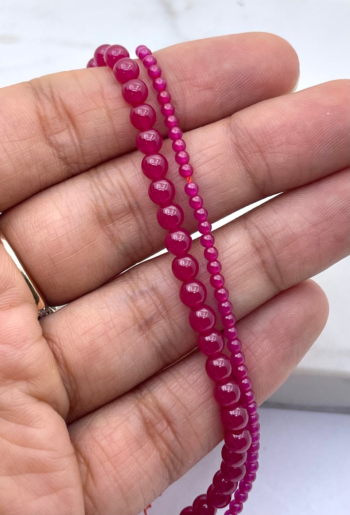 2mm, 4mm Round Lab Ruby Beads