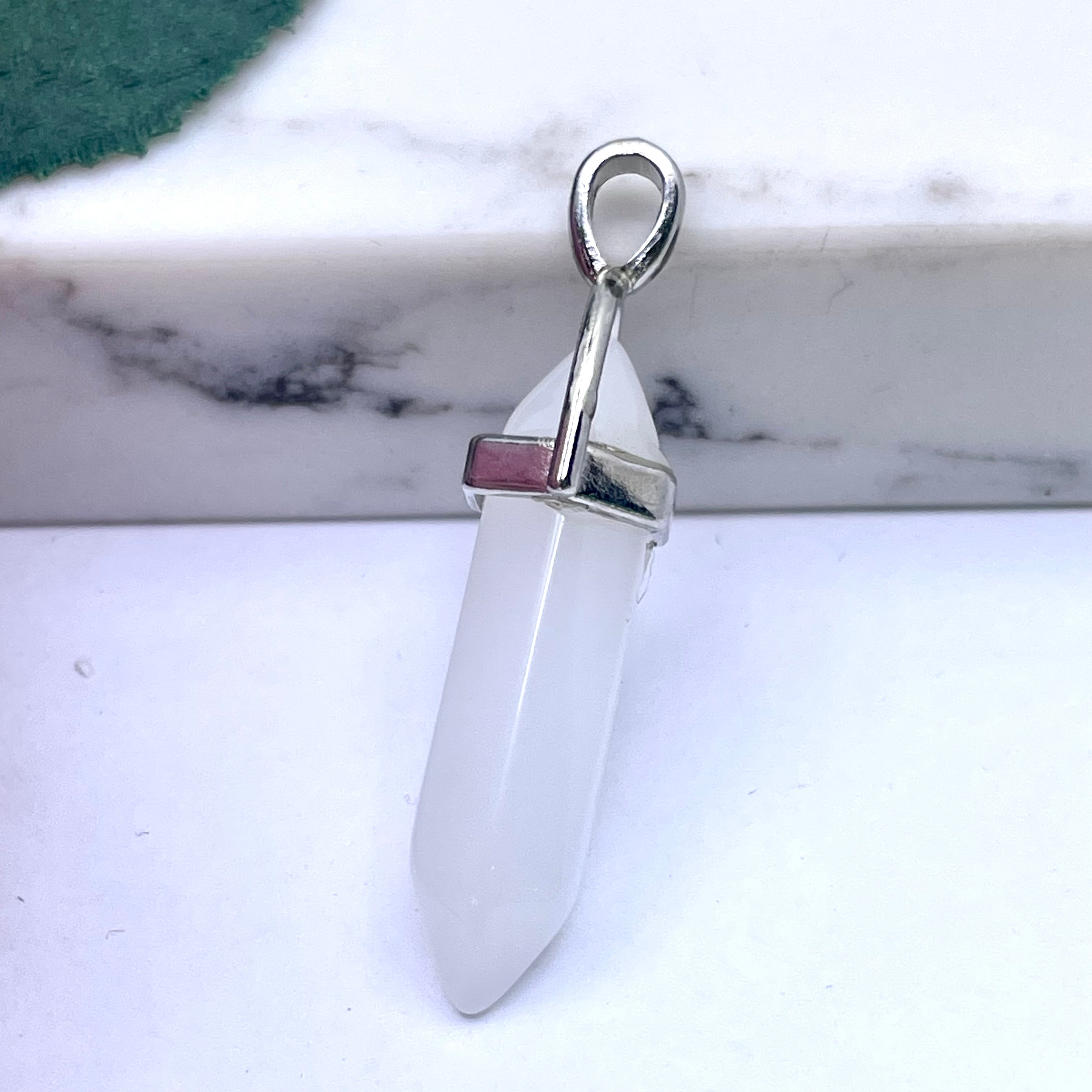 White jade hexagonal pointed pendant