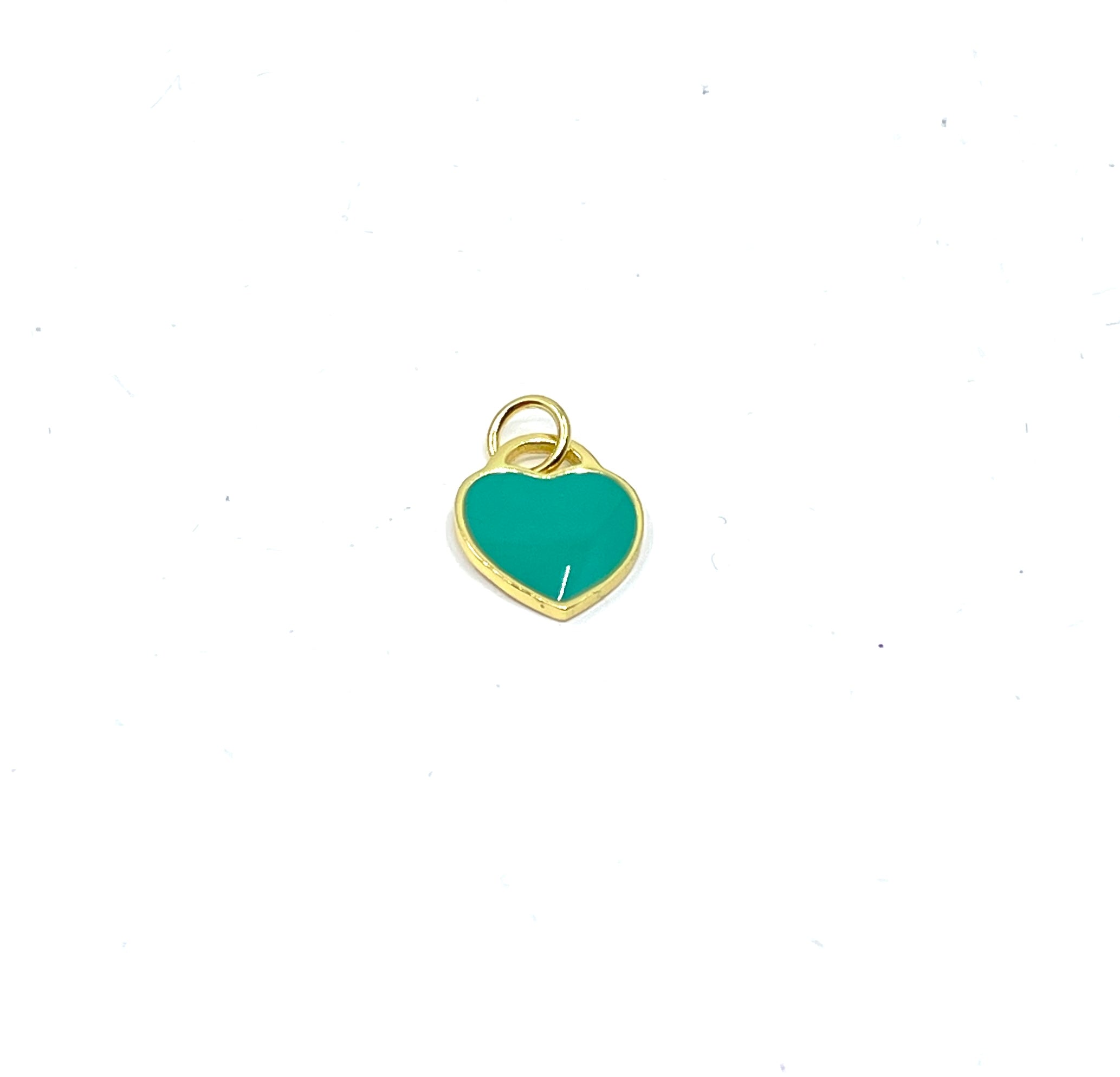 Blue Enamel Charm Sterling Silver Flat Heart Charm