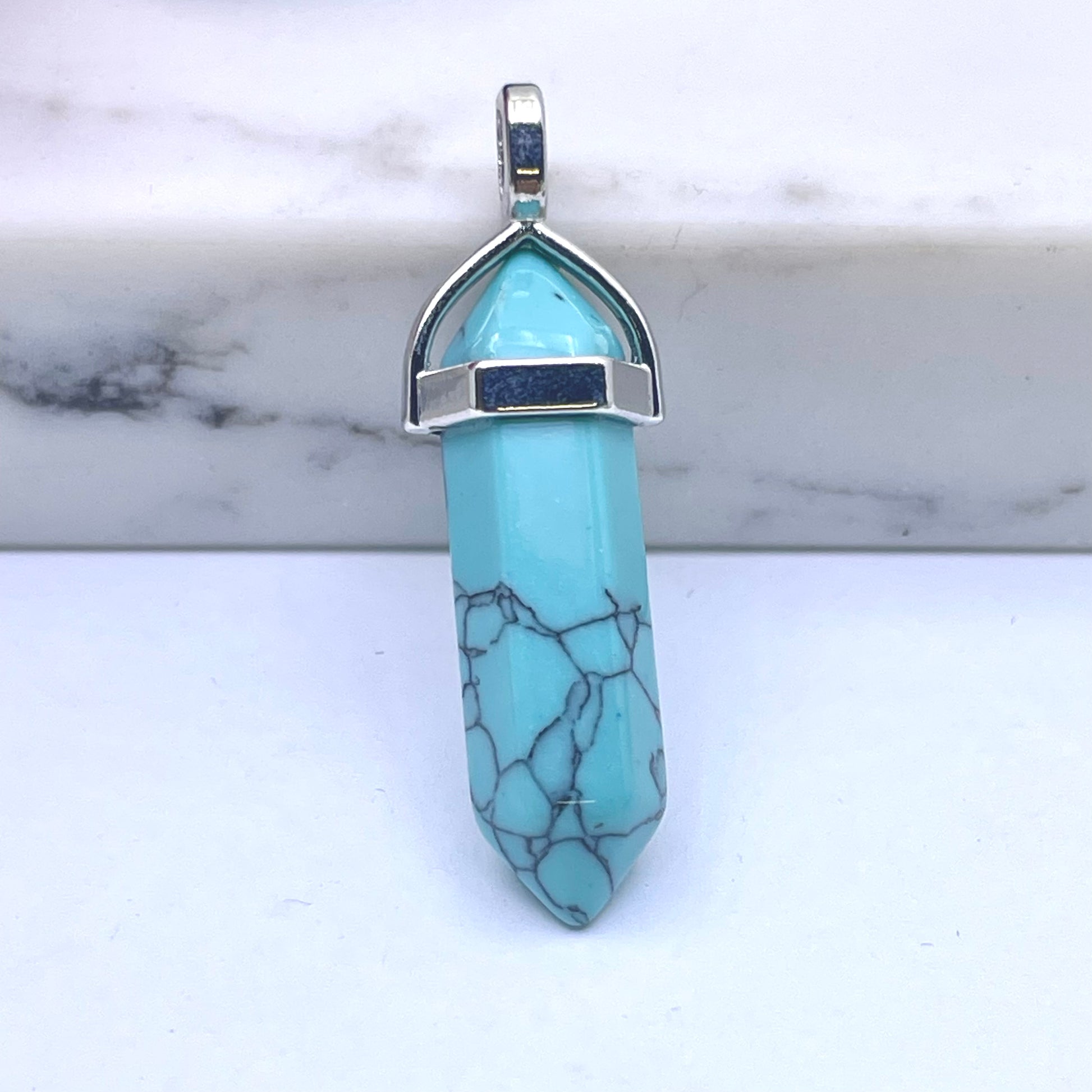 Blue Howlite hexagonal pointed pendant
