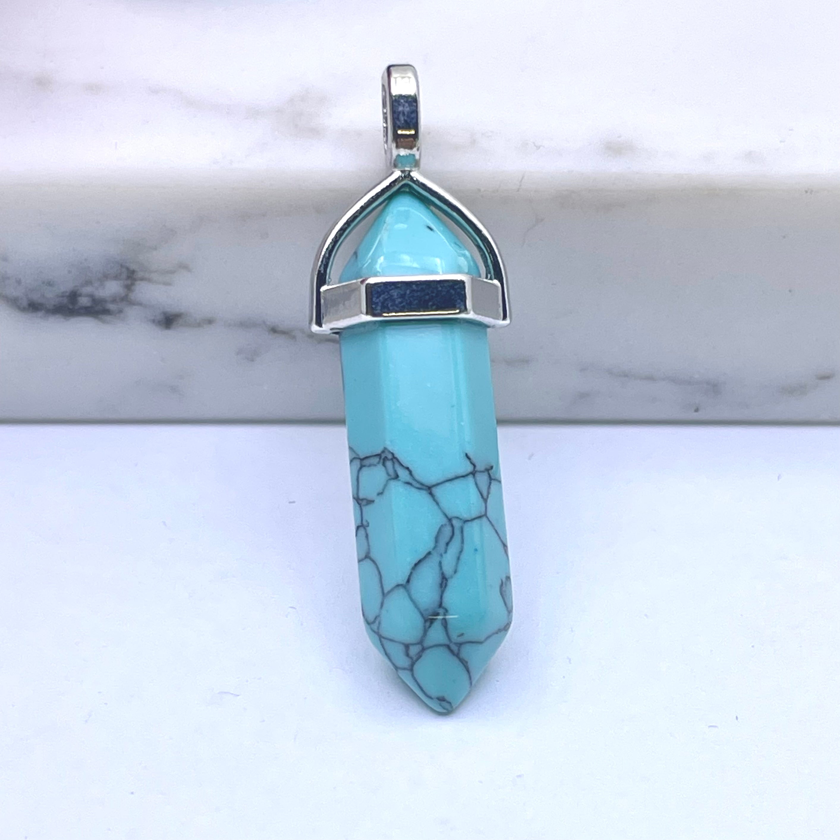 Blue Howlite hexagonal pointed pendant
