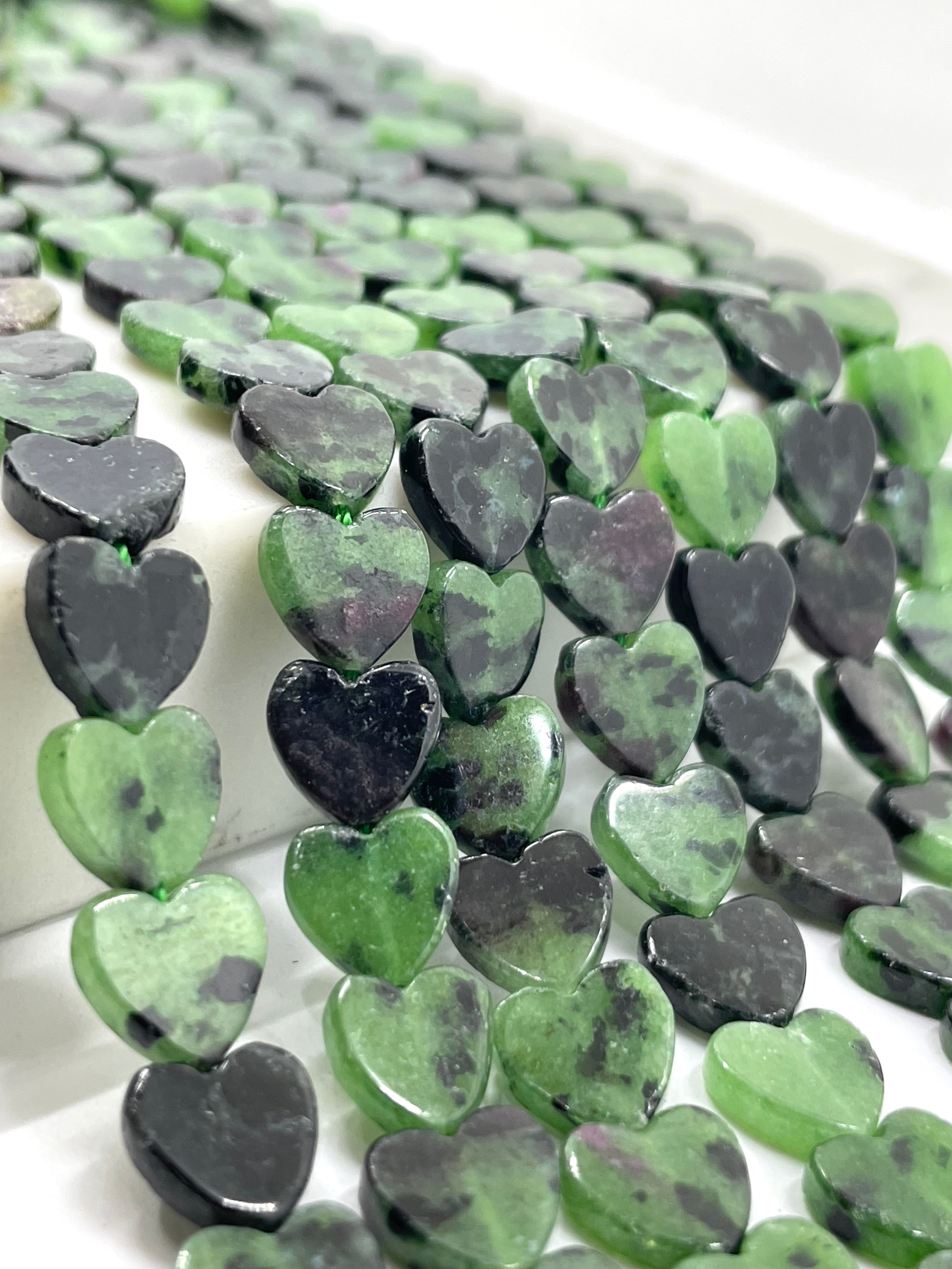 Ruby Zoisite heart beads