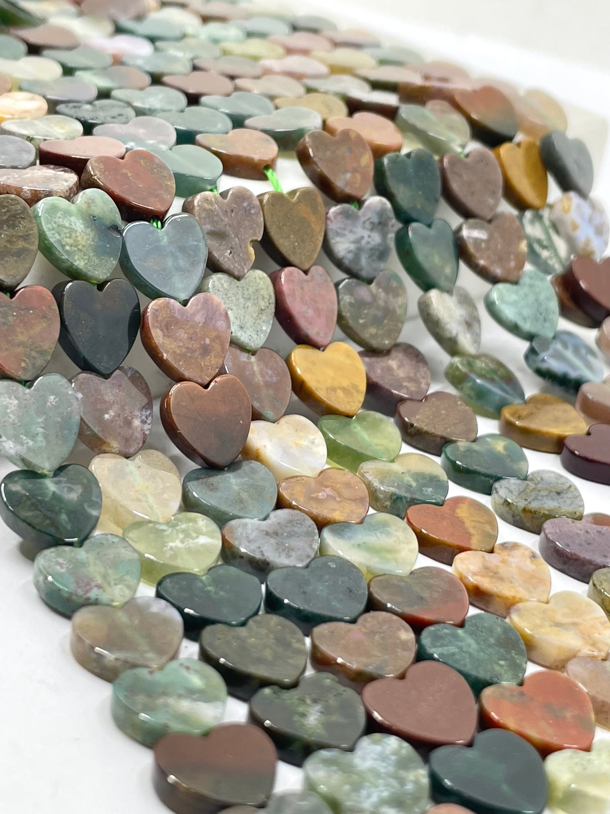 Indian agate heart beads