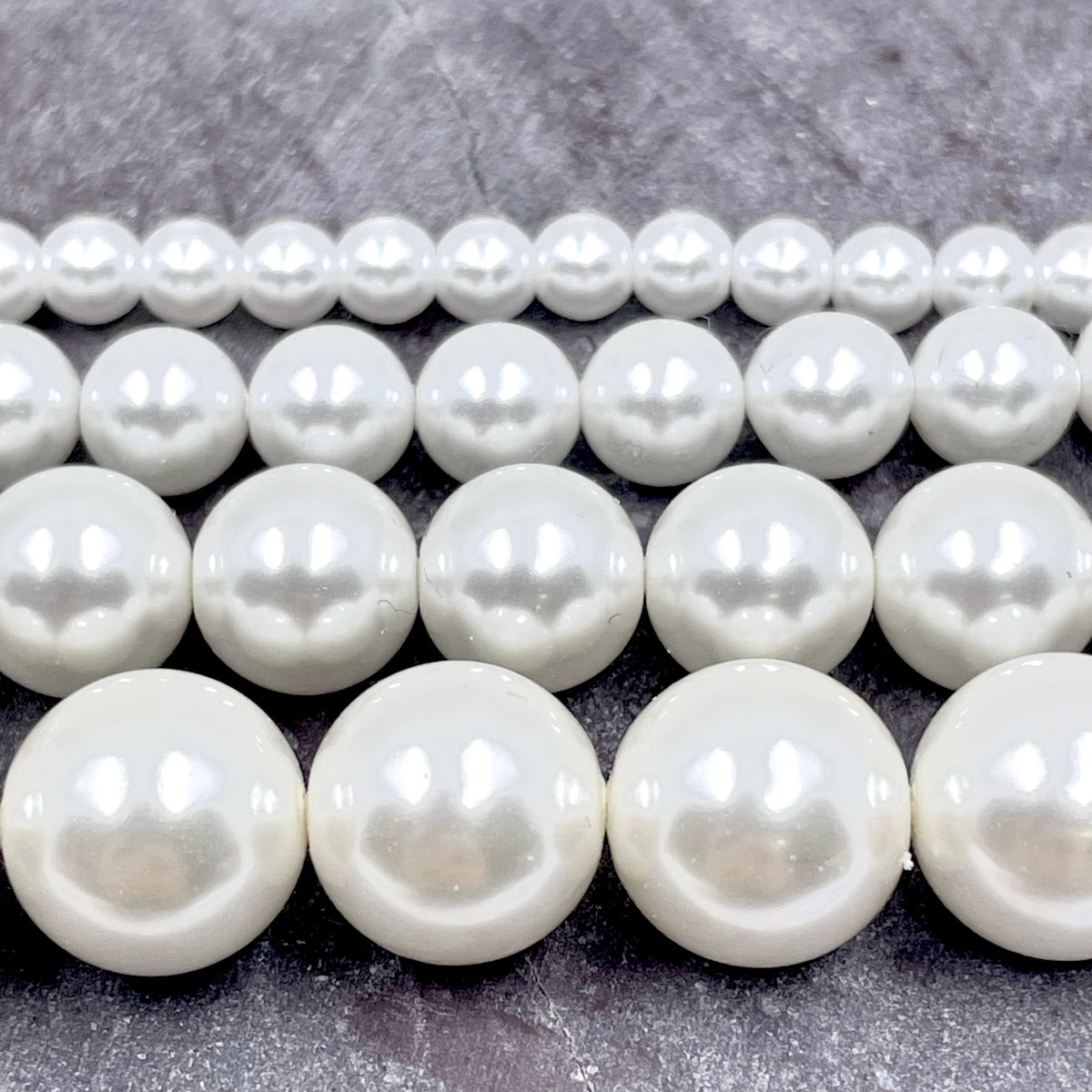 10mm White Shell Pearls | Bellaire Wholesale