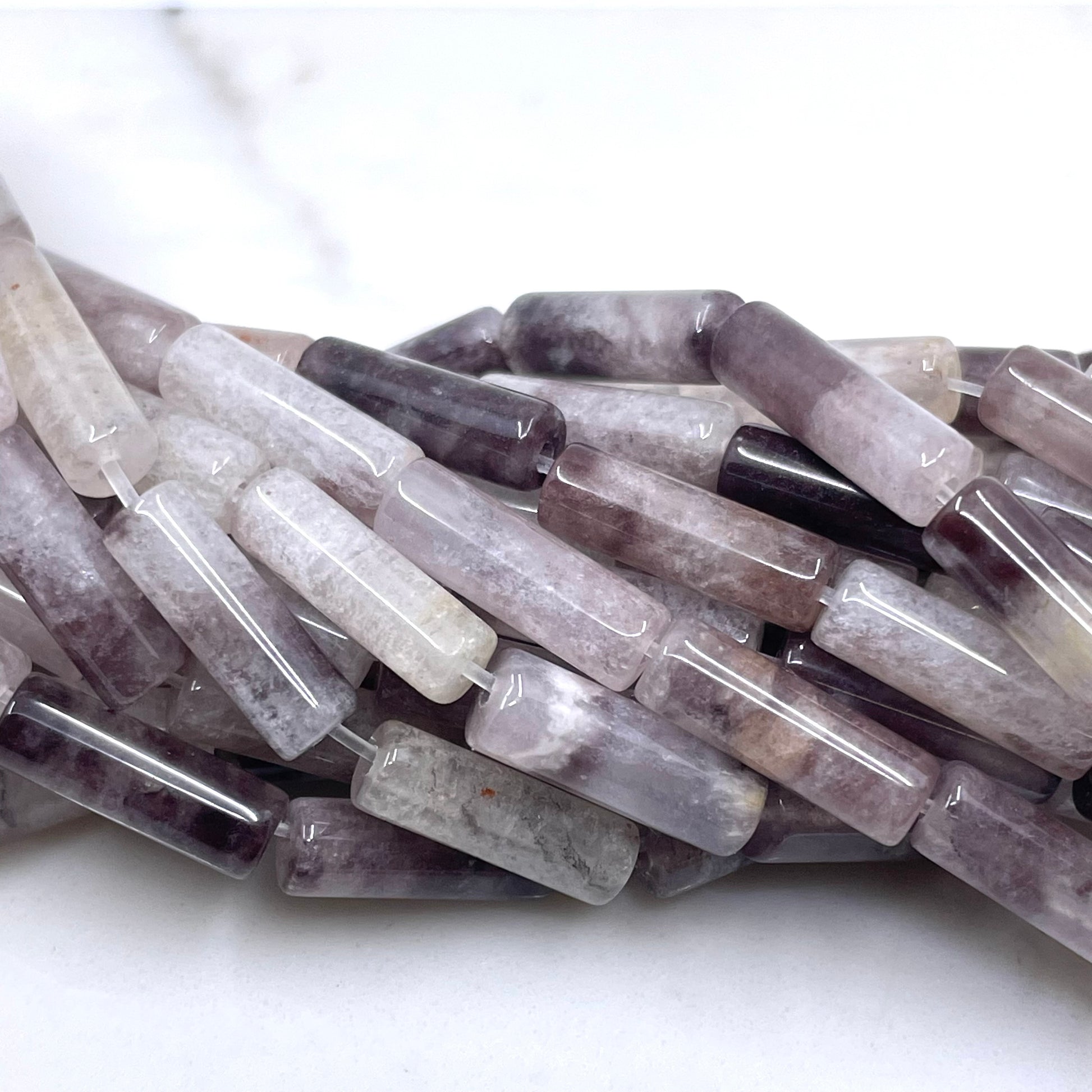 Plum jasper tube beads
