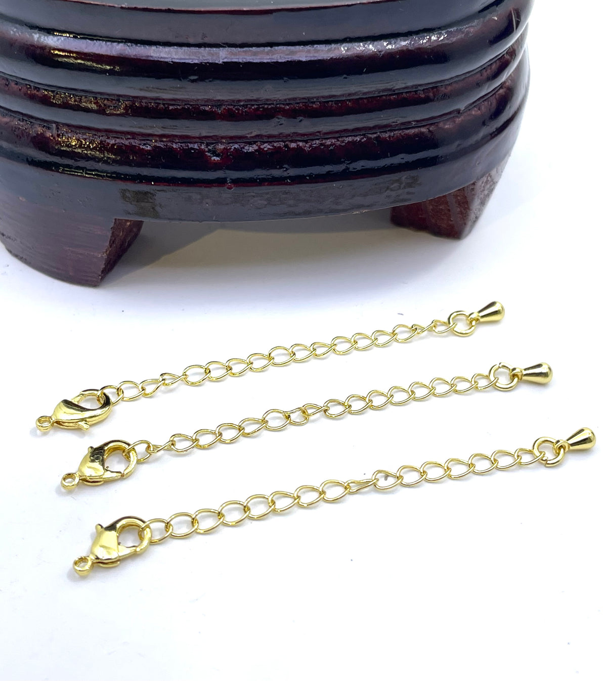 8mm Gold plated Brass Lobster Lock with 1.5 inches extension (3pcs)