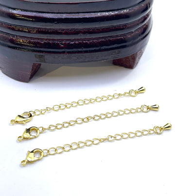8mm Gold plated Brass Lobster Lock with 1.5 inches extension (3pcs)