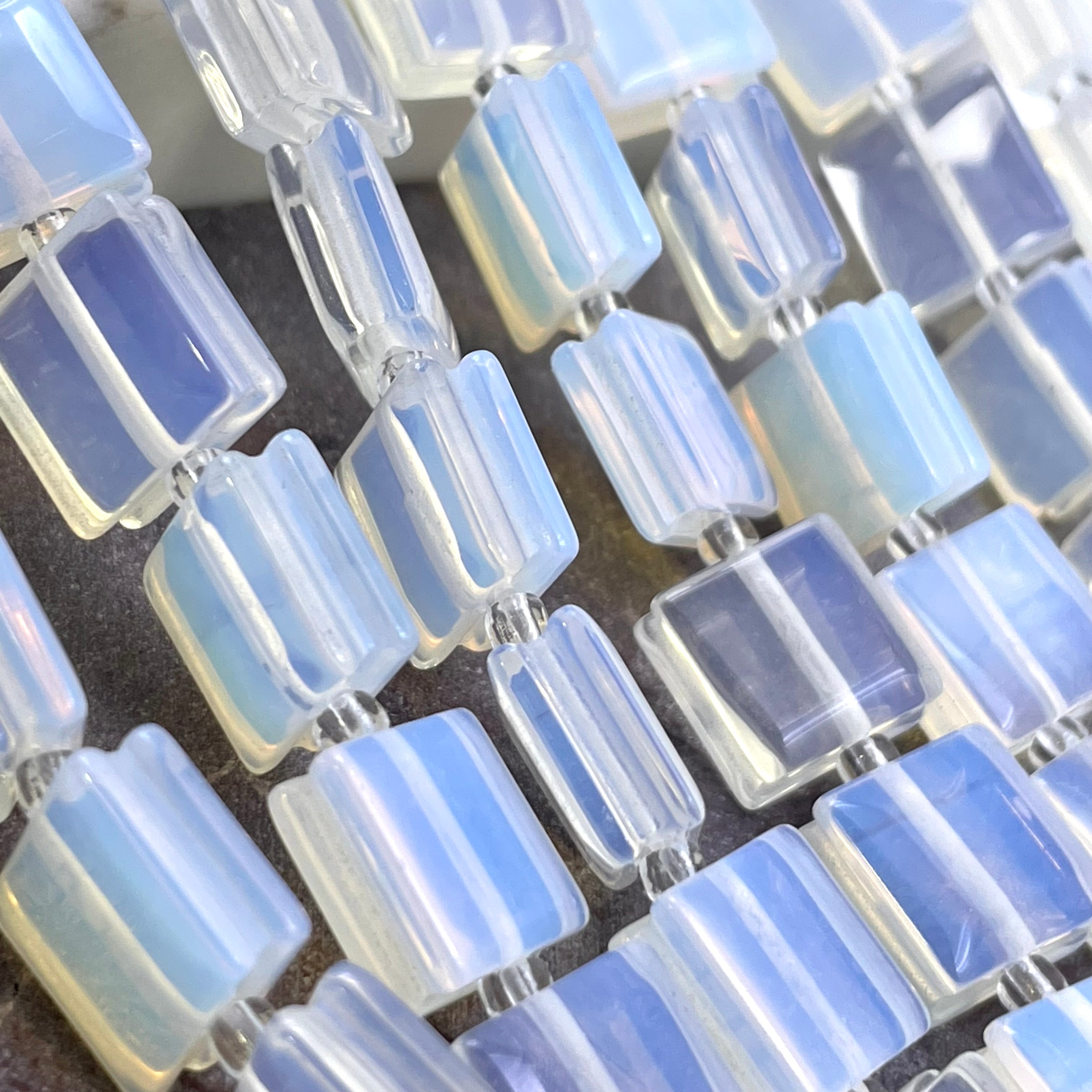 Flat square opalite beads