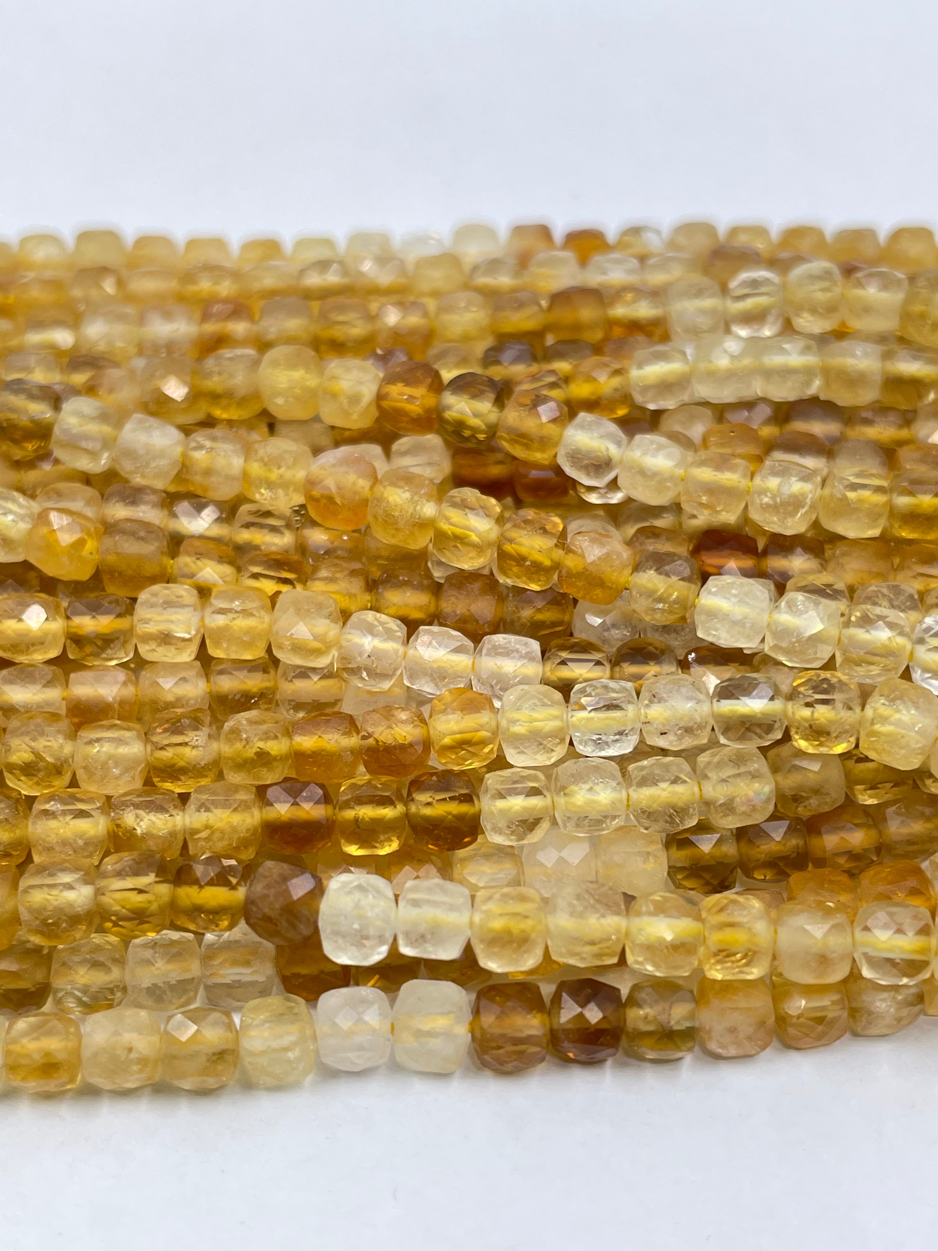 Cube Faceted 4mm x 4mm Natural Stone beads, 4 Options (Half Strand)| Bellaire Wholesale