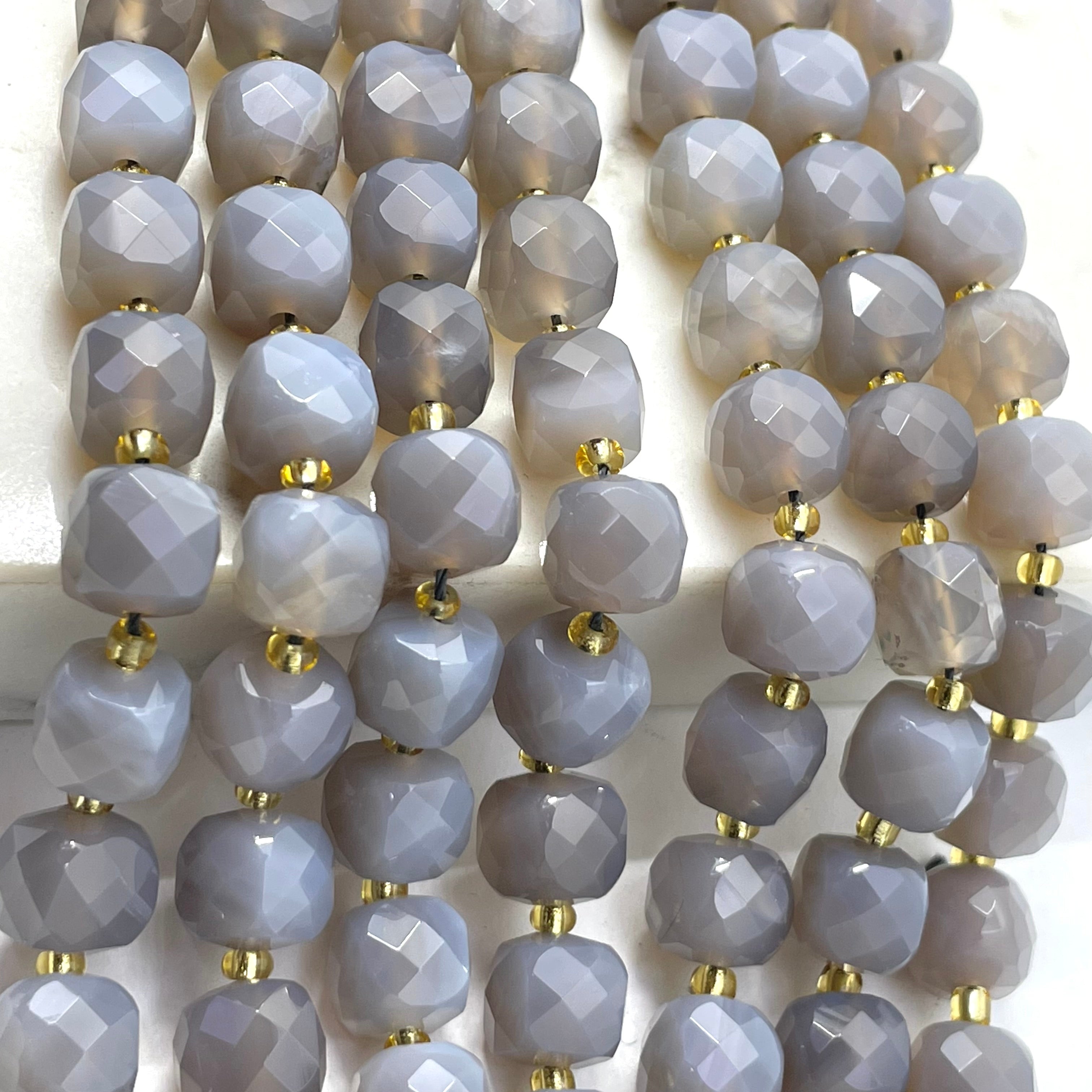 8mm Cube Faceted Agate Beads ( Half Strand )