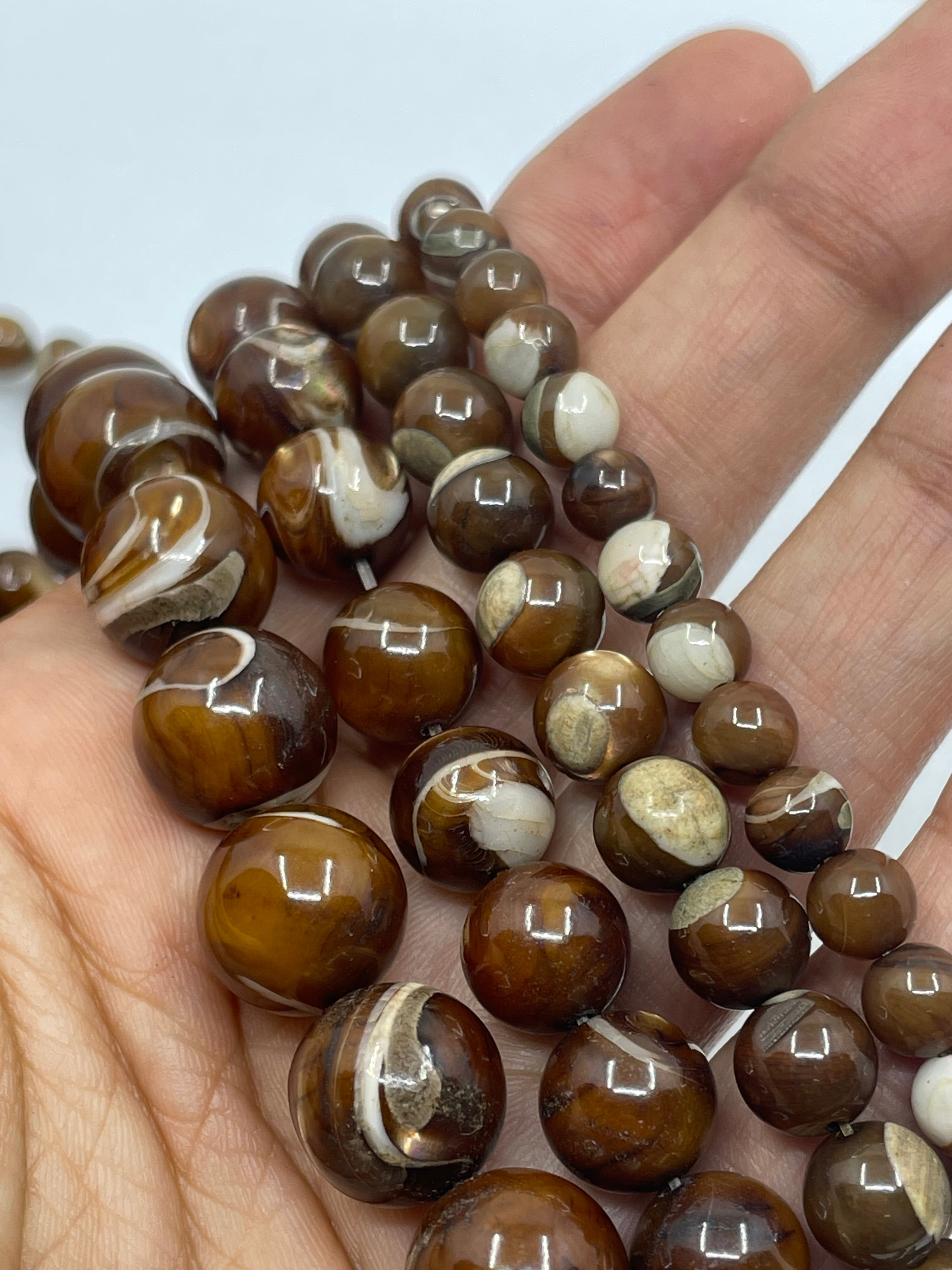 Mocha brown iridescent mother of pearl beads