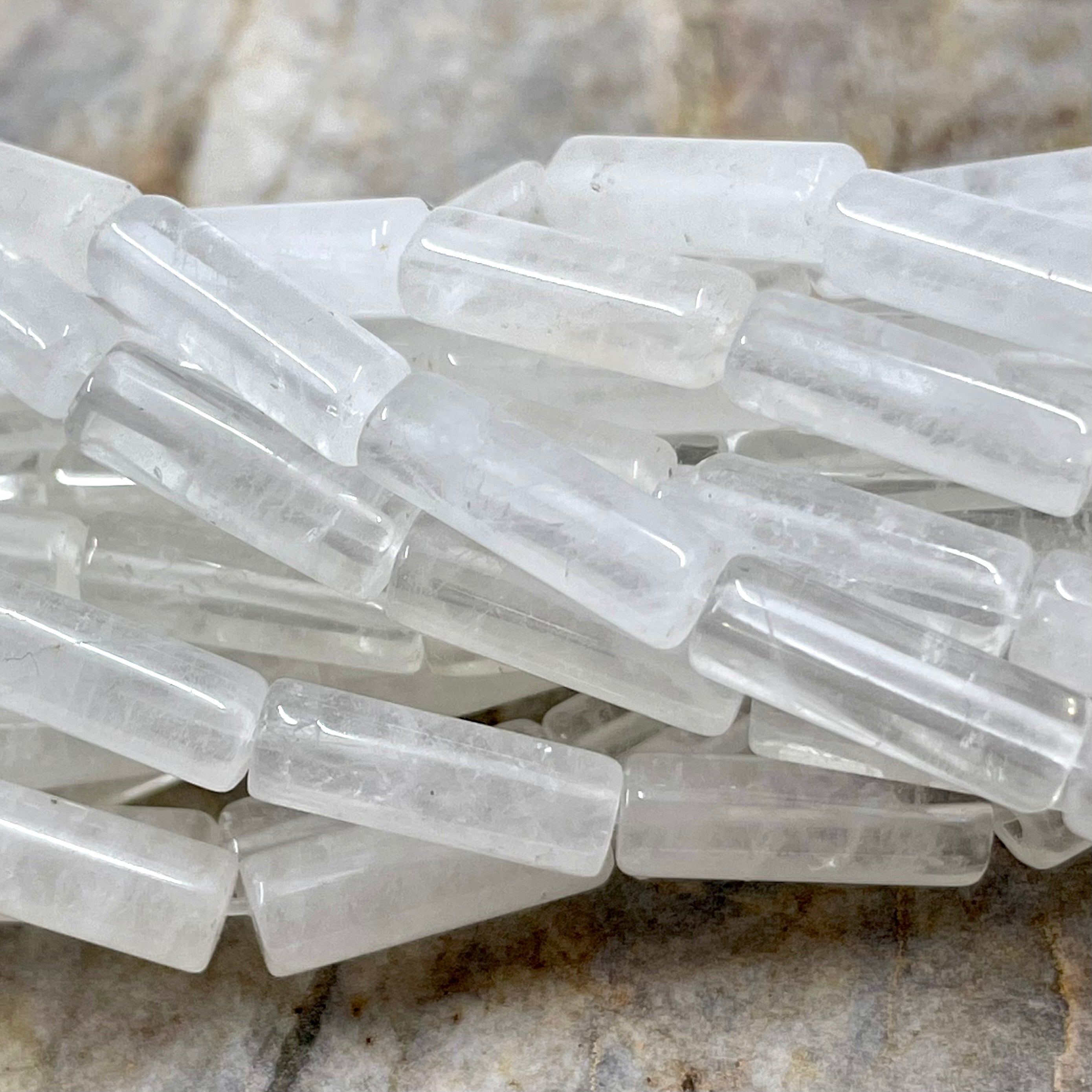 Clear quartz tube beads
