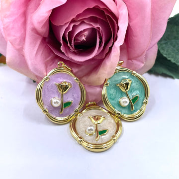 Purple, seafoam green and ivory tulip pendants
