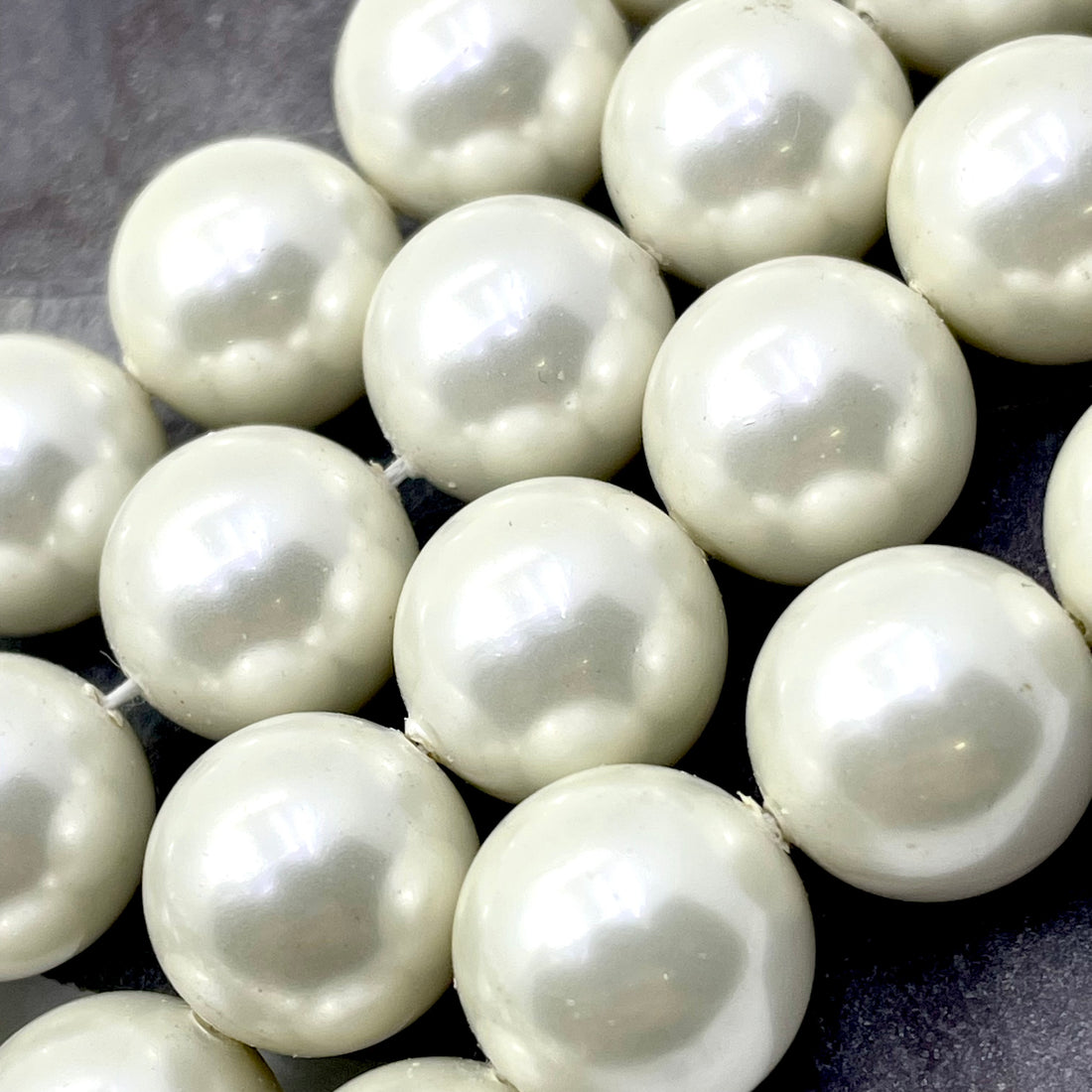 14mm off white shell pearls