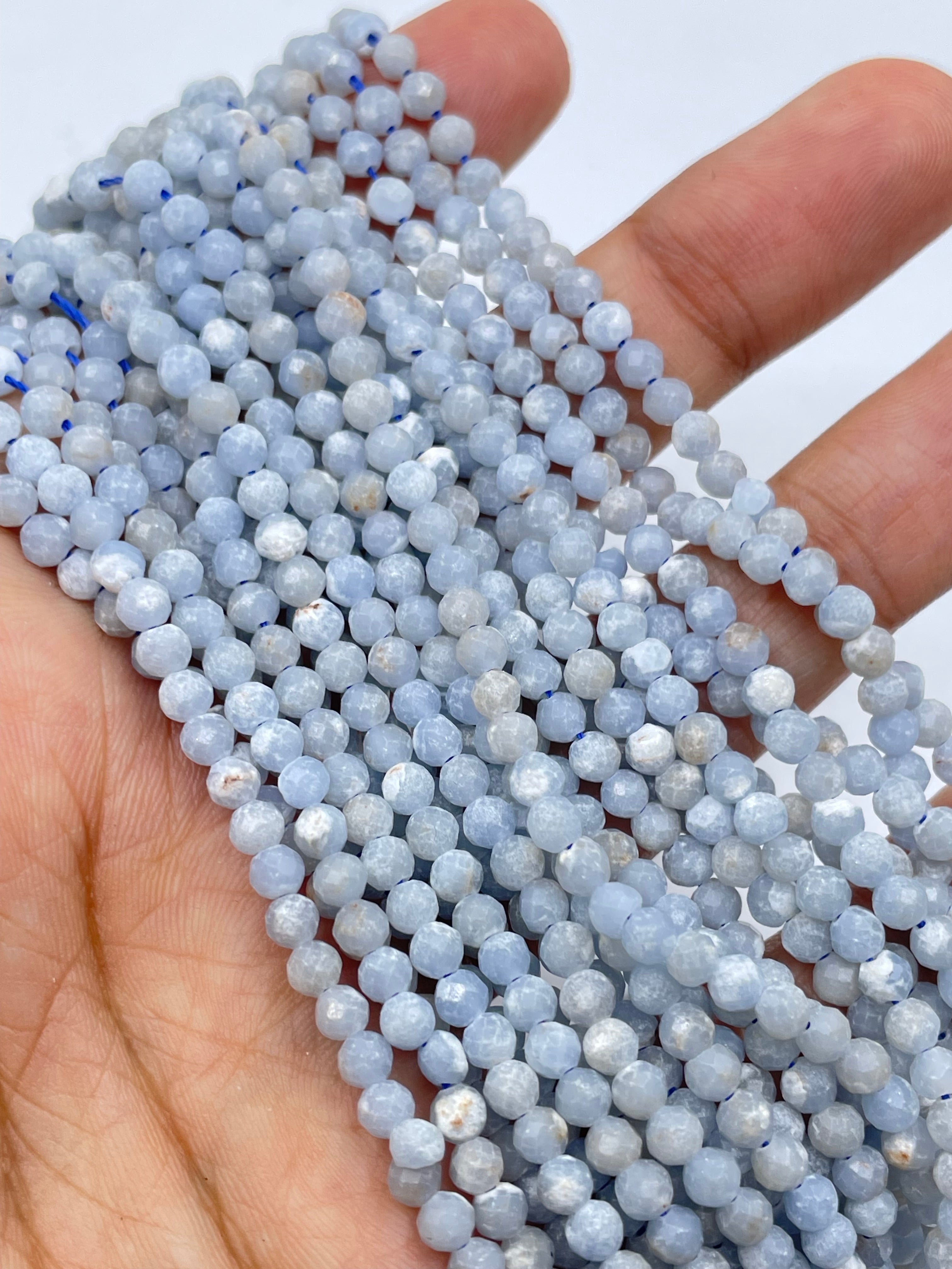 3mm Round faceted angelite beads