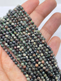3mm Round faceted serpentine beads