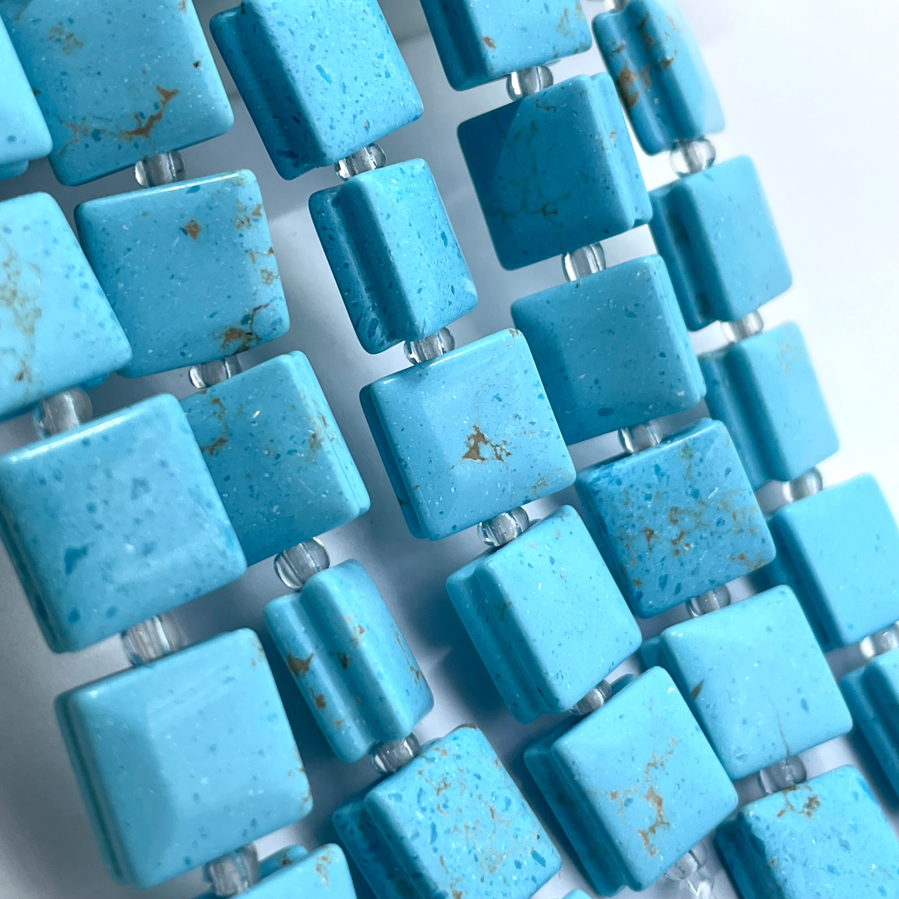 Flat square blue howlite beads