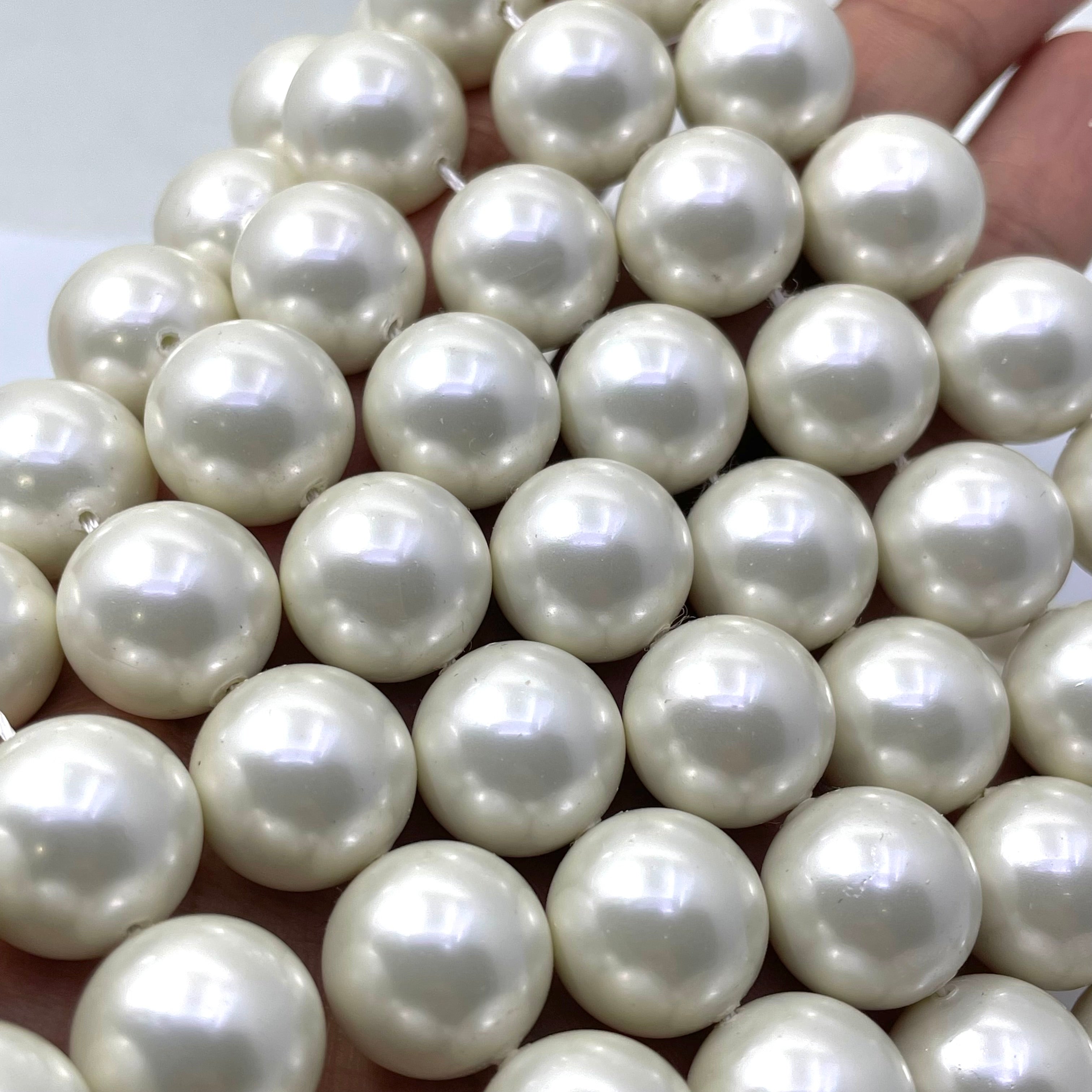 14mm off white shell pearls