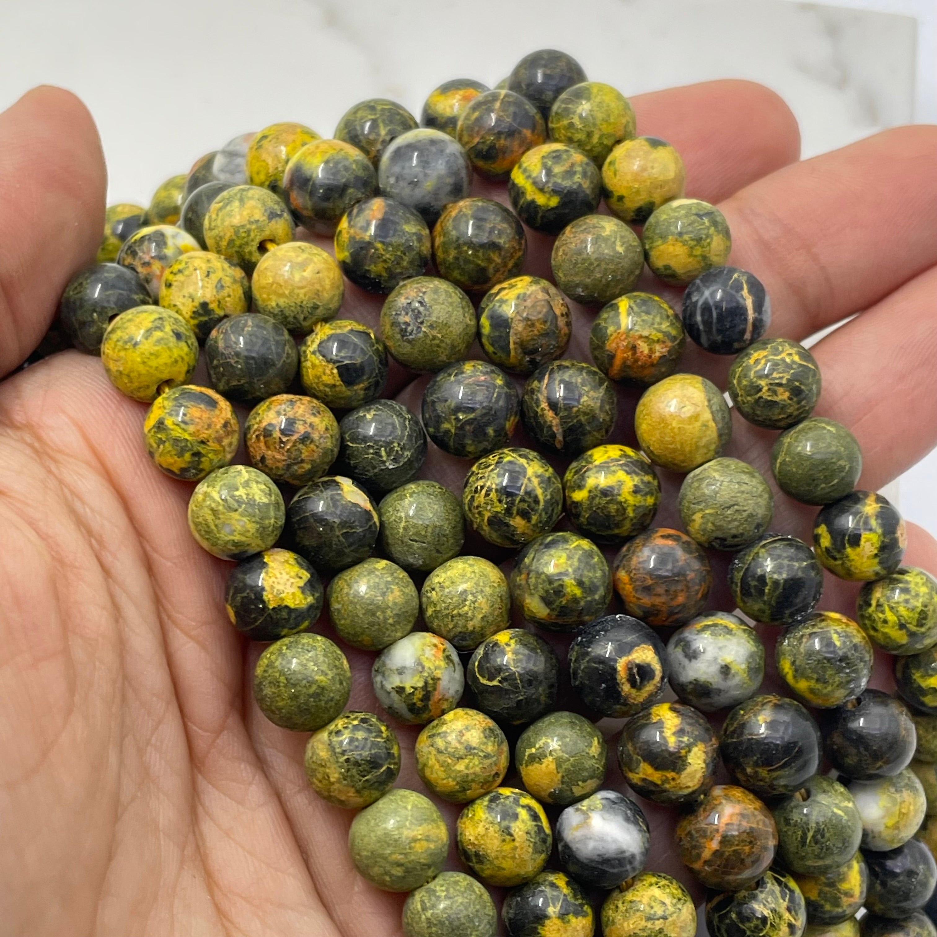 8mm Bumble Bee Jasper Beads ( Half Strand )