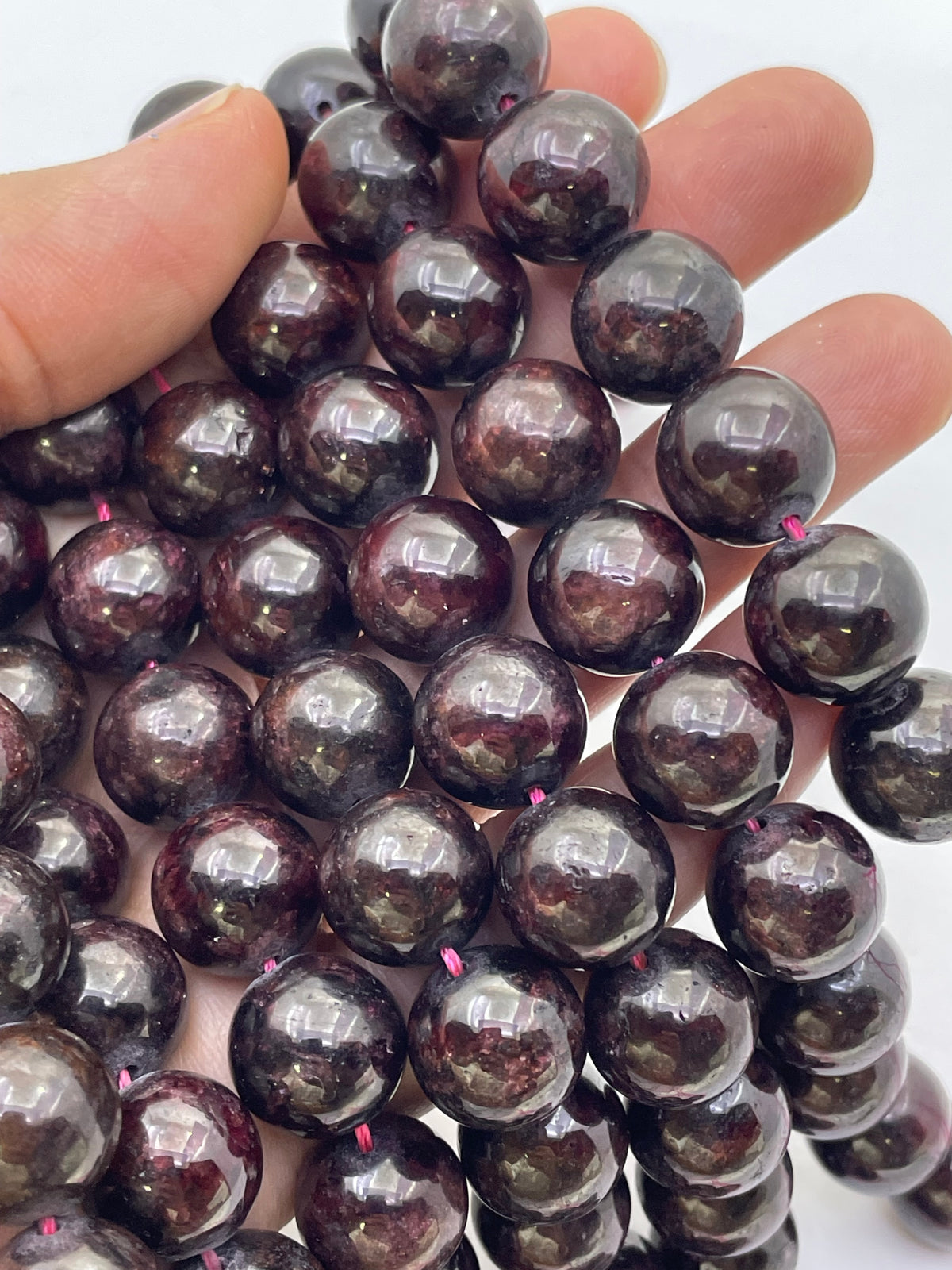 12mm big chunky garnet beads on hand for size reference.