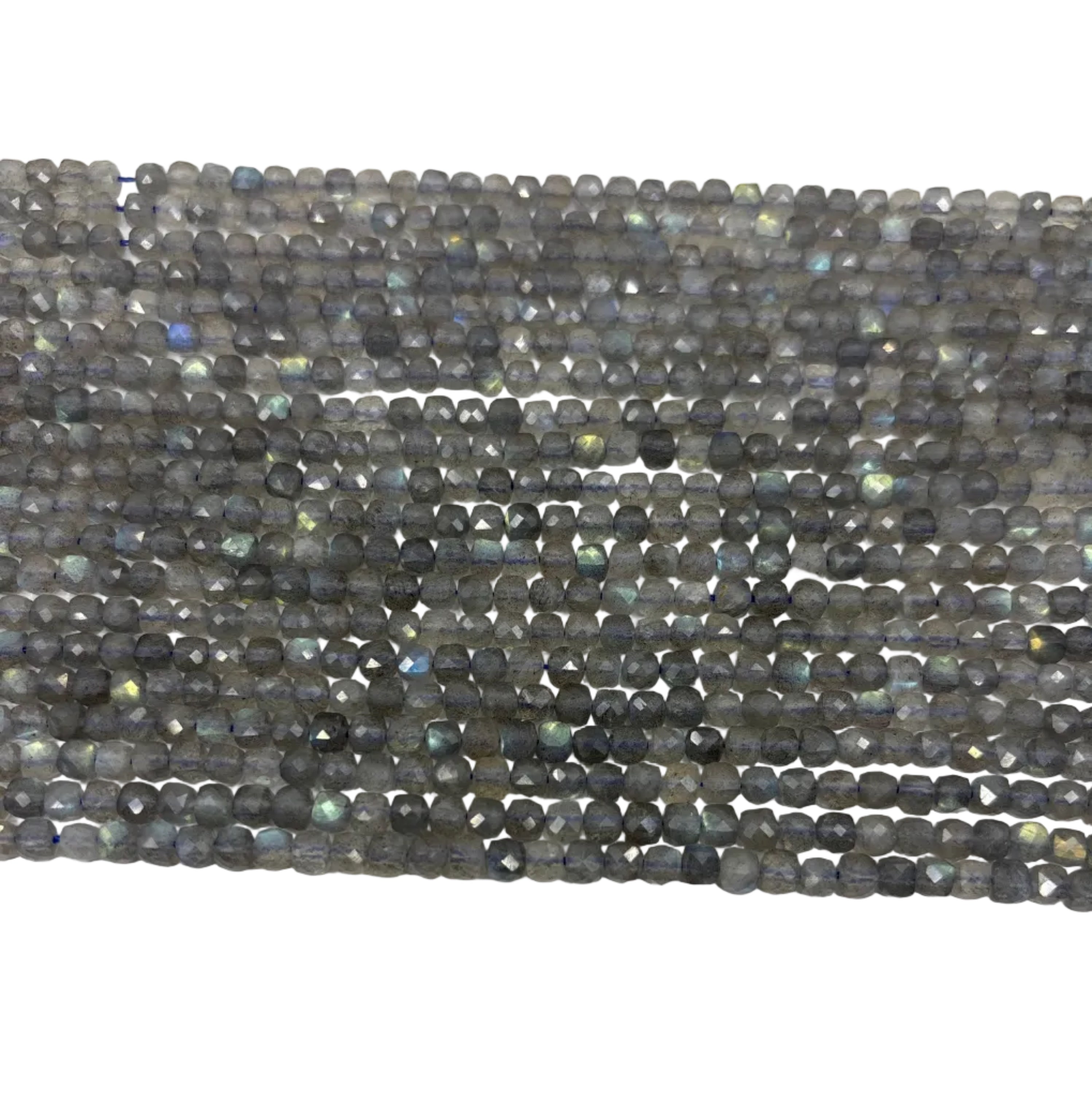 Cube Faceted 4mm x 4mm Natural Stone beads, 10 options