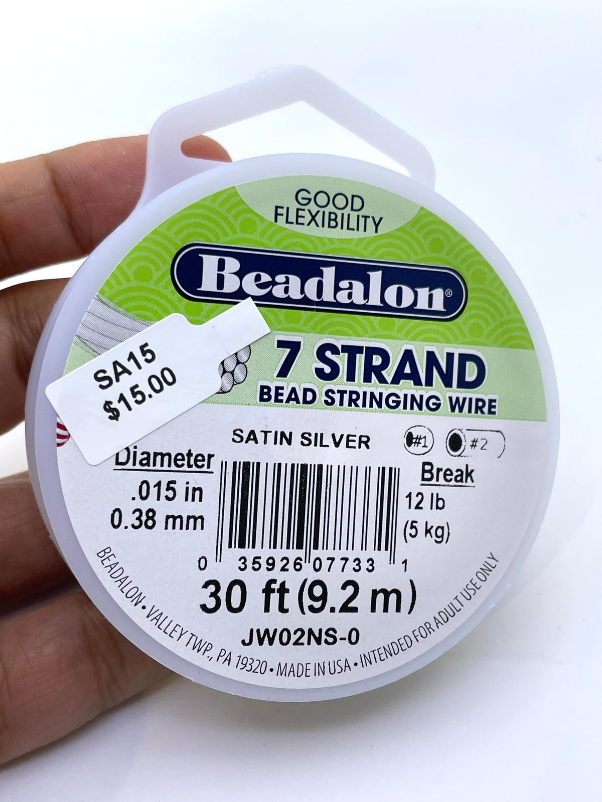 Beadalon 7 Strand Beading Wire Satin Silver