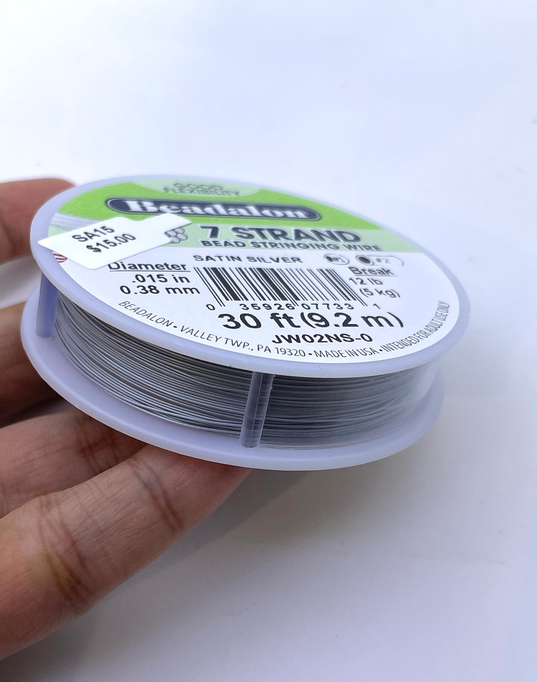 Beadalon 7 Strand Beading Wire Satin Silver