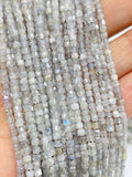 2mm cube faceted labradorite beads