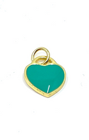Blue Enamel Charm Sterling Silver Flat Heart Charm