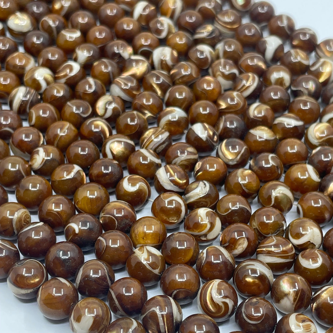 Mocha brown iridescent mother of pearl beads
