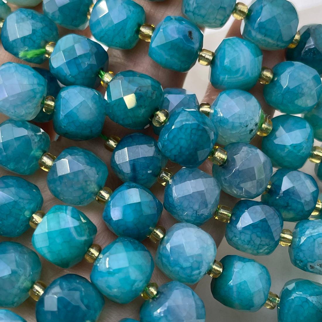 8mm Cube Faceted Agate Beads ( Half Strand )