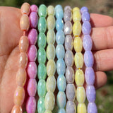 Electroplated glass beads in rice shape
