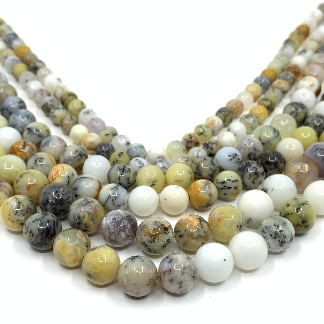 African Moss Dendritic Opal Beads