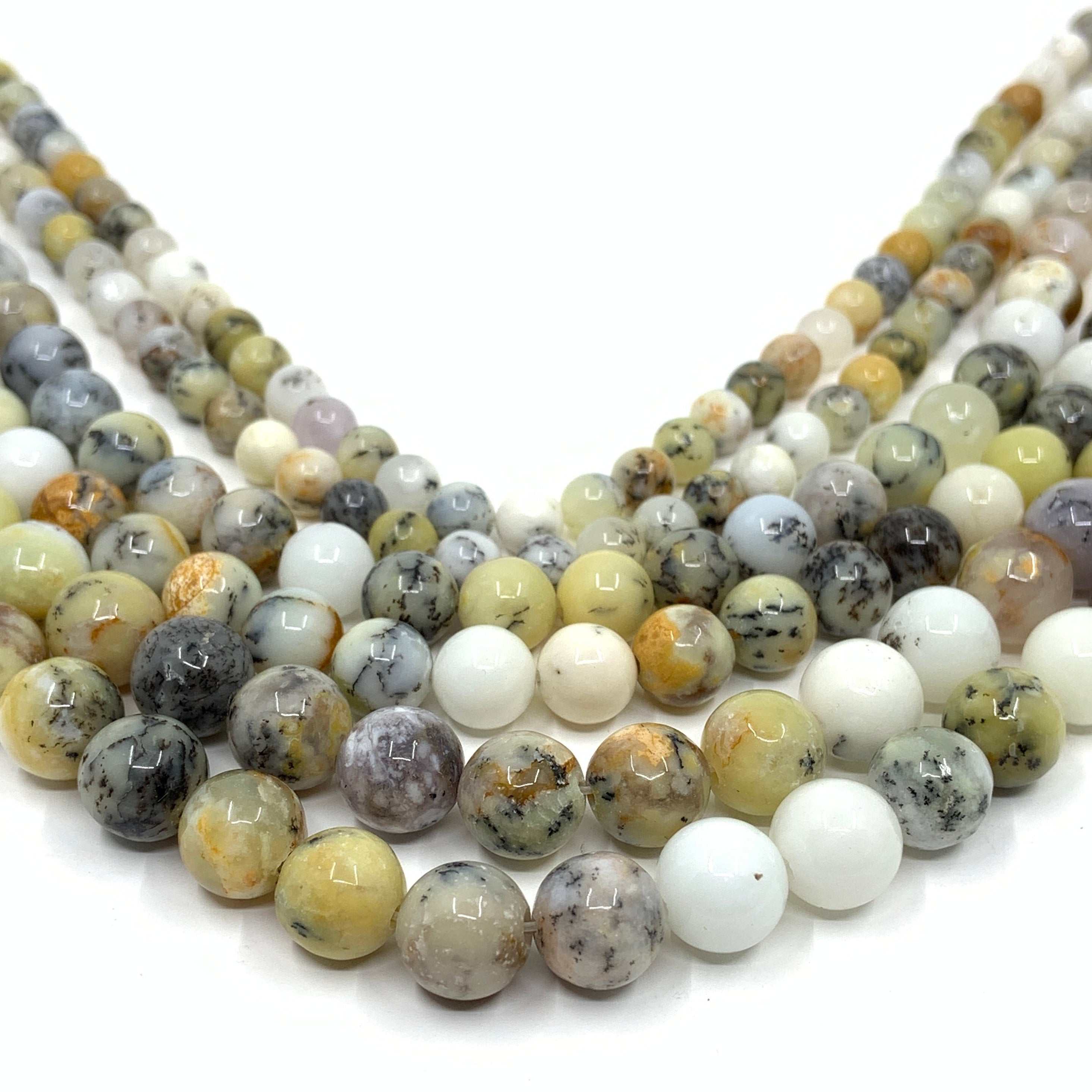 African Moss Dendritic Opal Beads