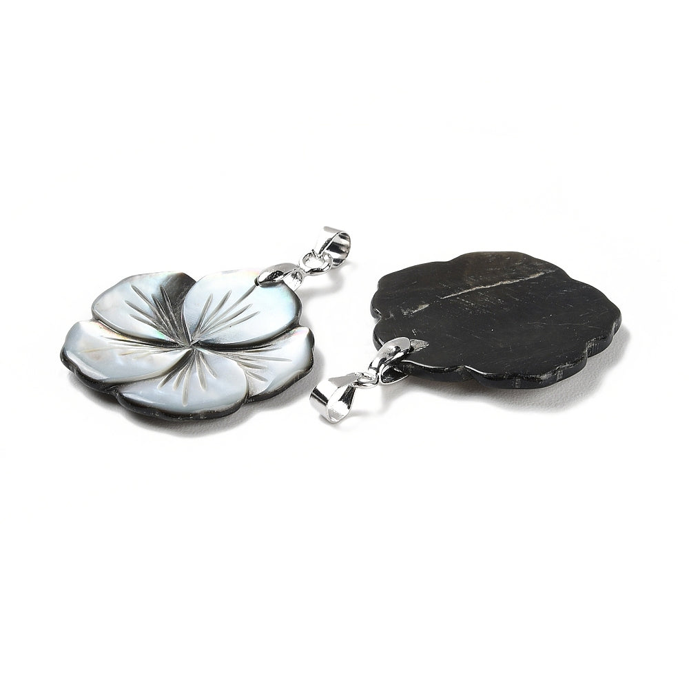 Natural Black Shell Pendants, Flower Pendant