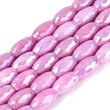 Pink glass beads rice shape
