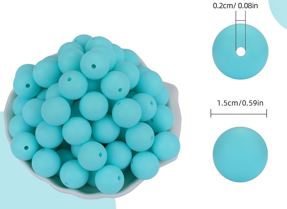 Blue 15mm Silicone Bead