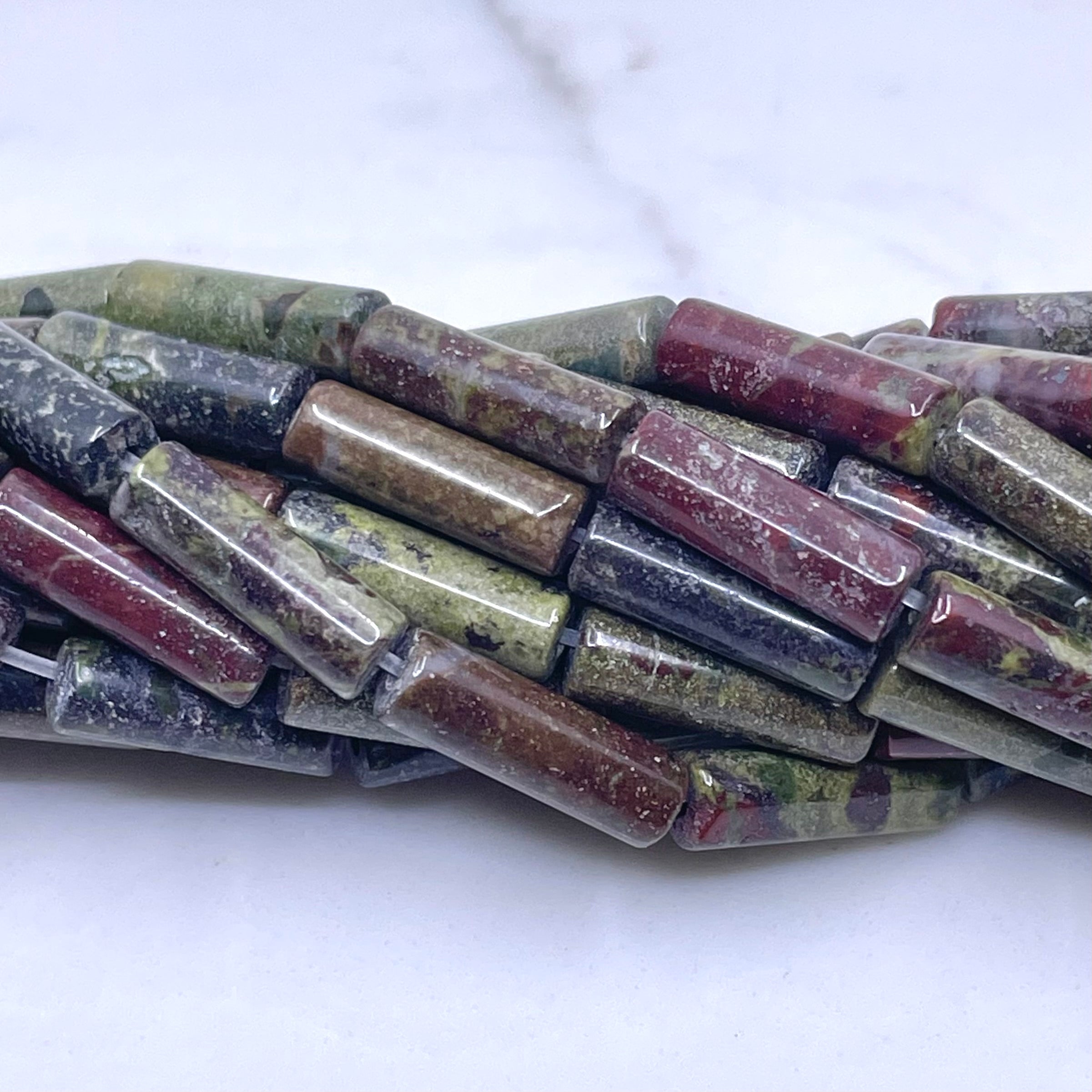 Dragon bloodstone tube beads