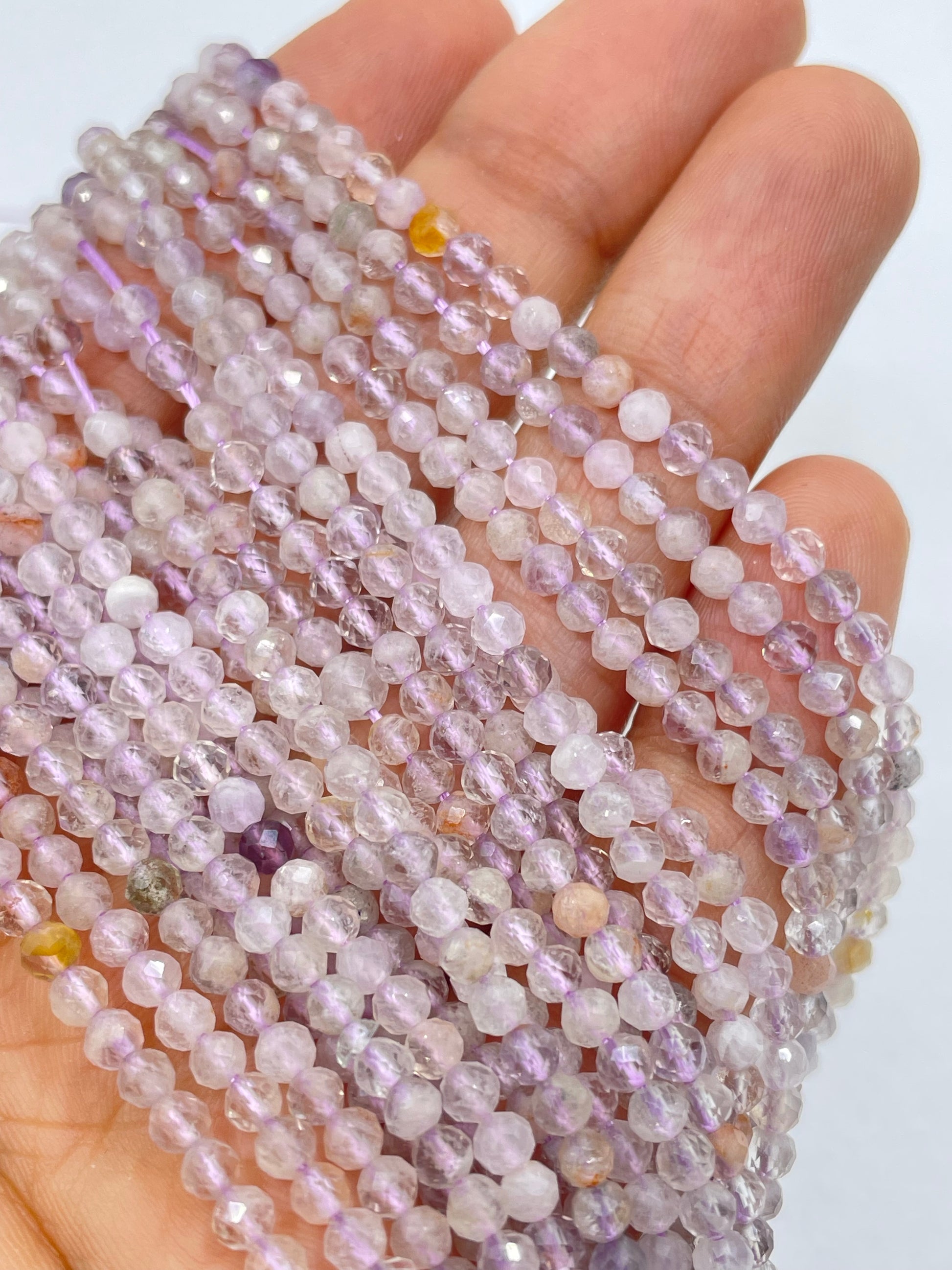 3mm Round faceted light amethyst beads