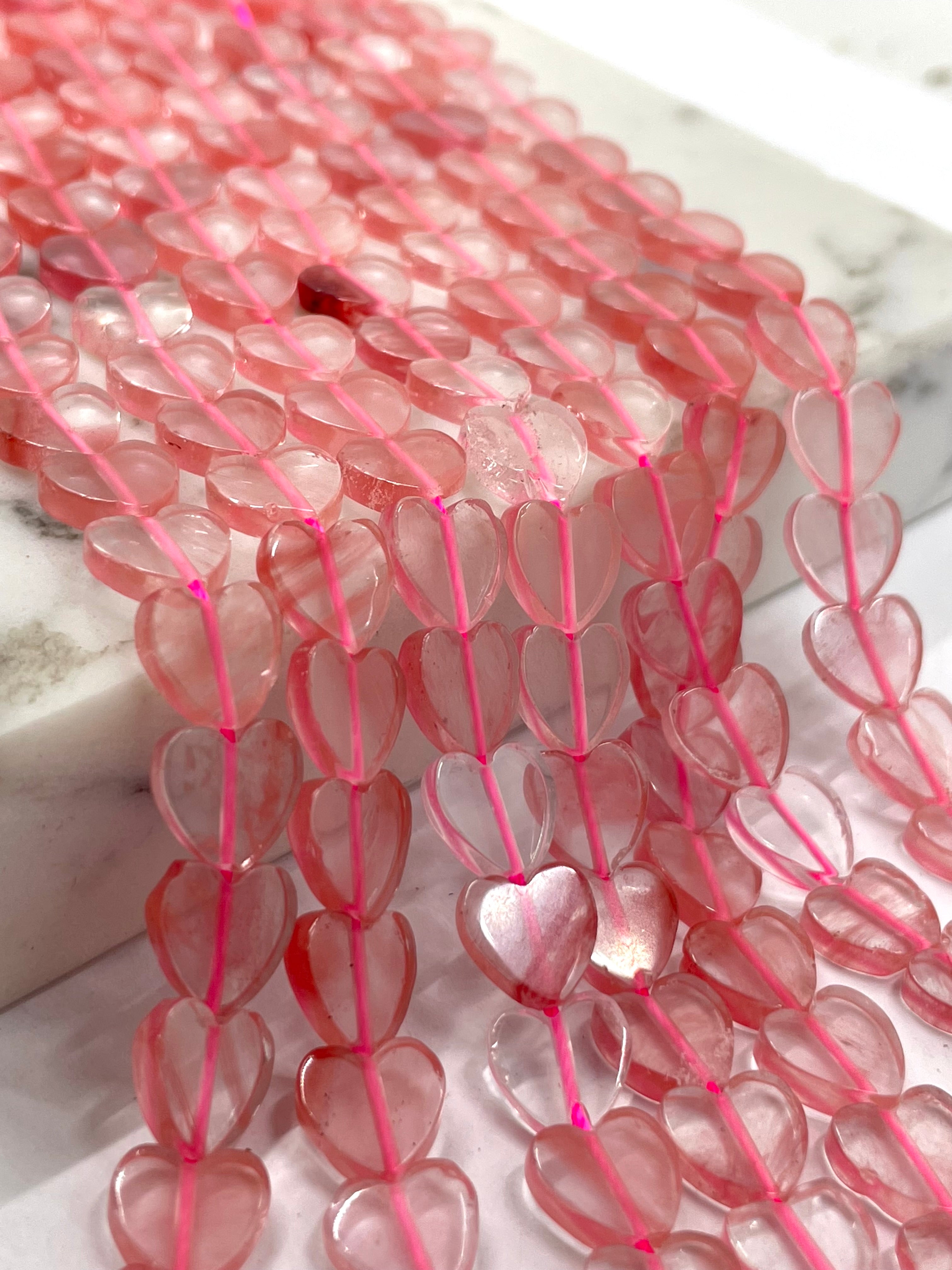 Cherry Quartz Heart beads
