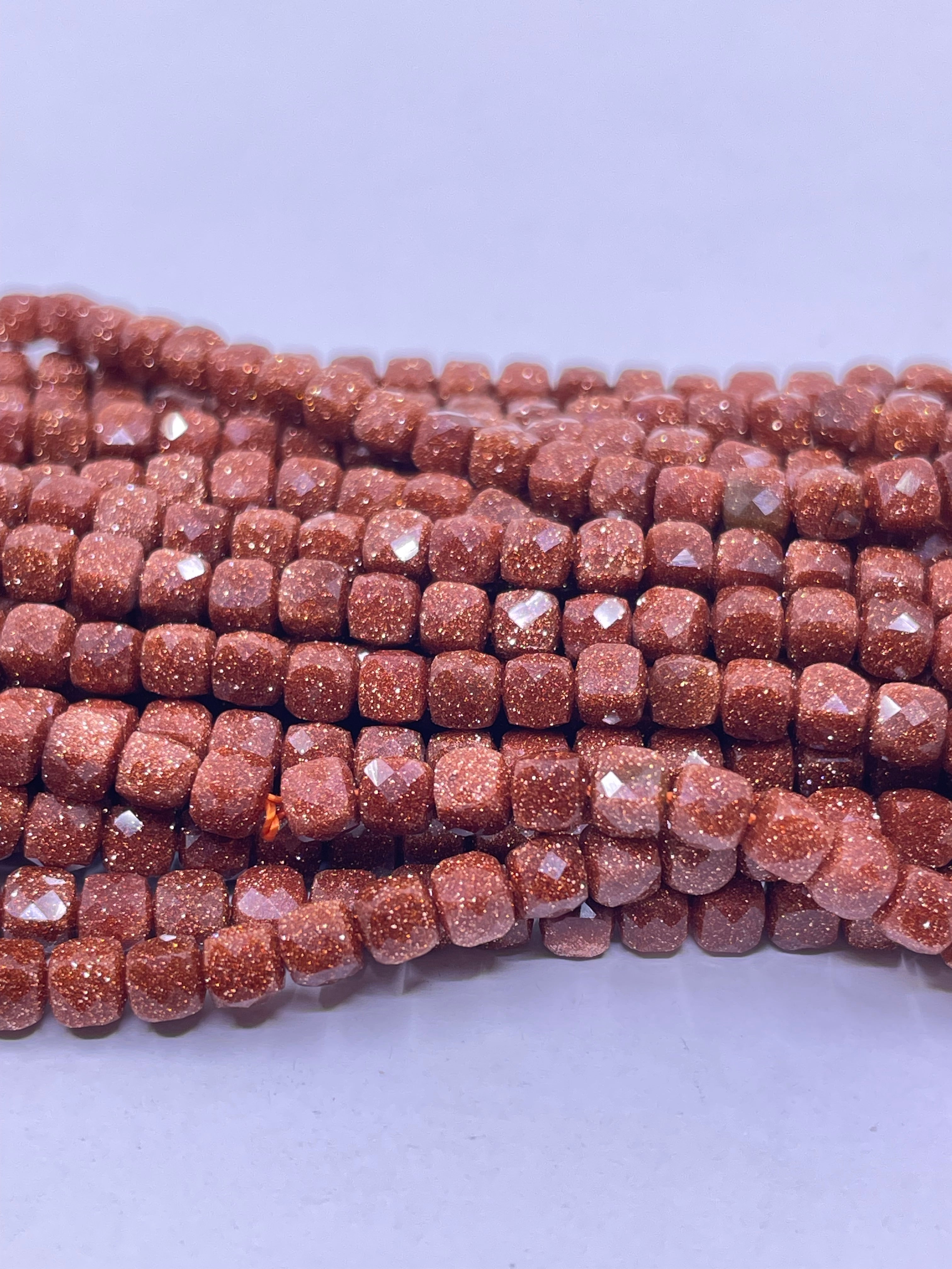 Cube Faceted 4mm x 4mm Natural Stone beads, 4 Options (Half Strand)| Bellaire Wholesale