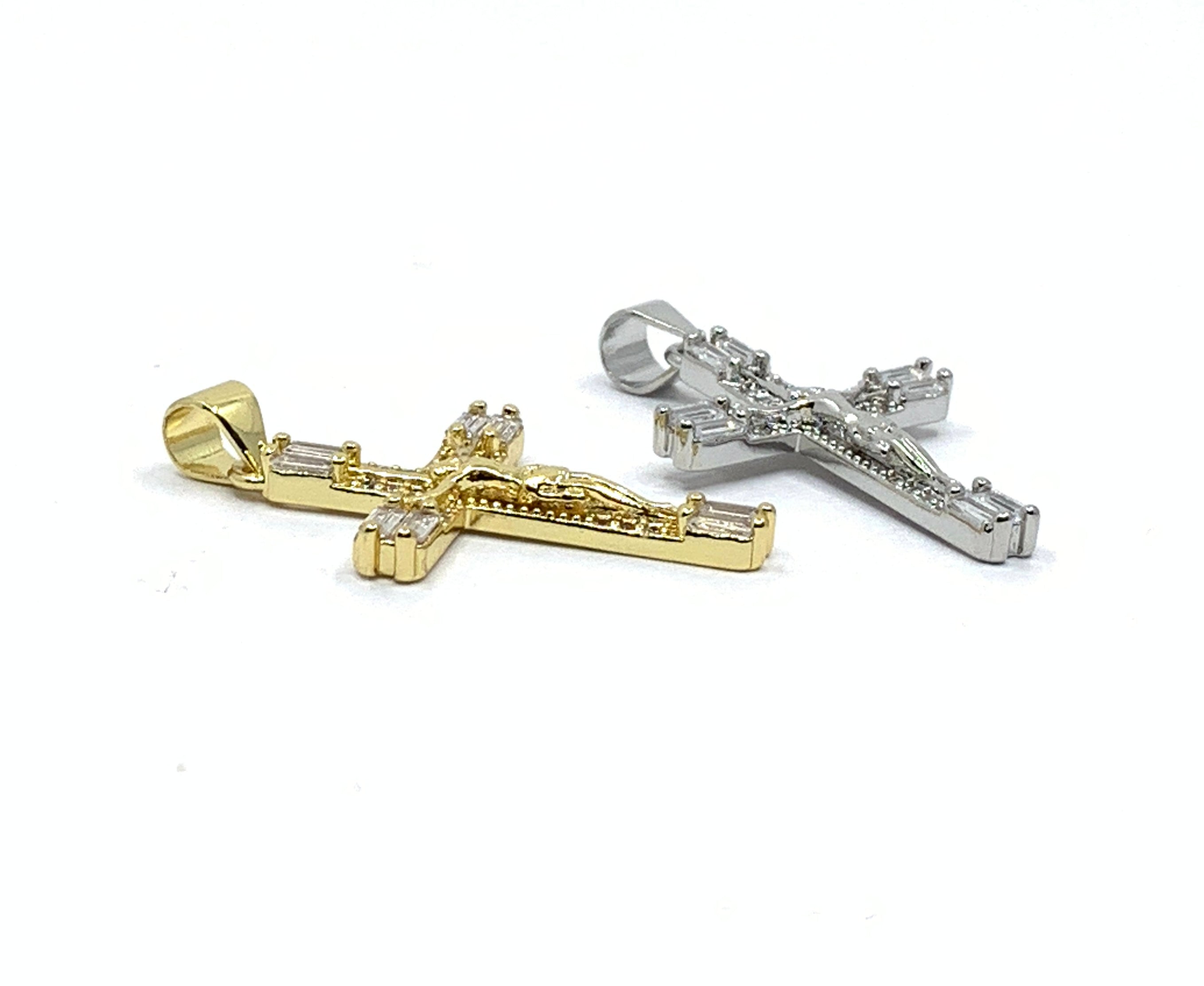 Gold and Silver CZ Cross pendant