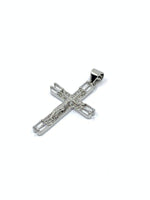 Silver pave cross pendant